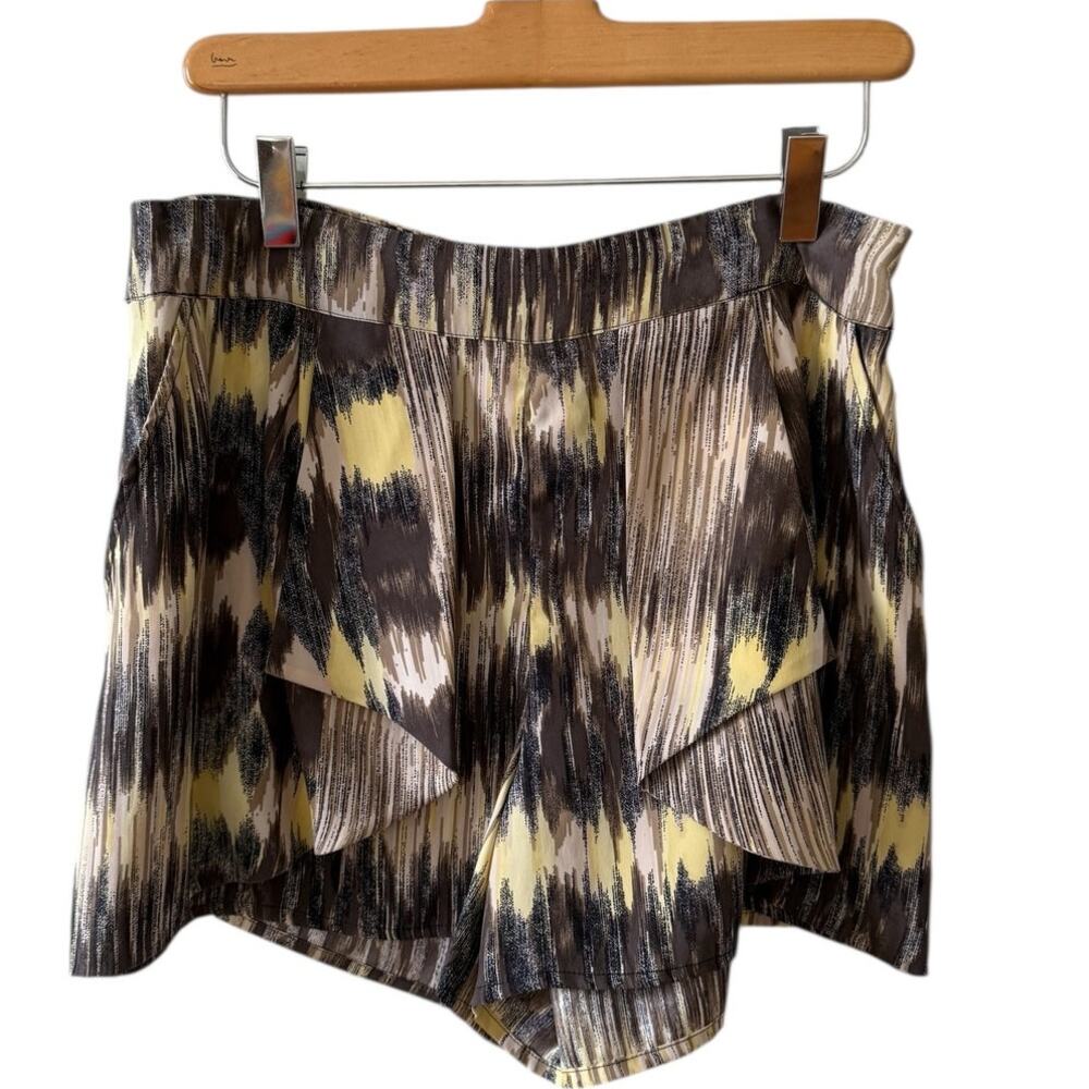 Parker Silk Feminine Shorts Yellow Taupe Print M